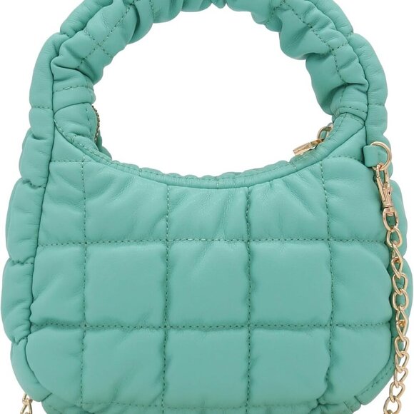 Mini Quilted Soft PU Leather Crescent Puffer Crossbody Evening Bag - Picture 4 of 6